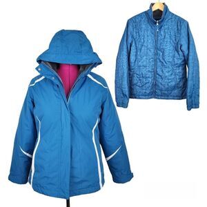 Aspen 3 In 1 Jacket Hooded Parka Removable Inner Jacket Turquoise Size  L